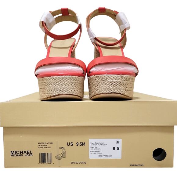 MICHAEL Michael Kors Ashton Platform Espadrille Strappy Sandals Size US 9.5M Red - Picture 7 of 7